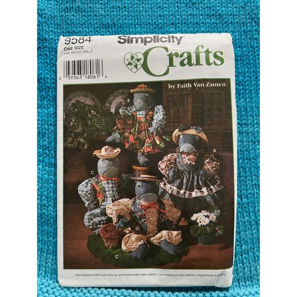 Simplicity 9584 Country boy girl Frogs plush decorative sewing pattern - Picture 1 of 5